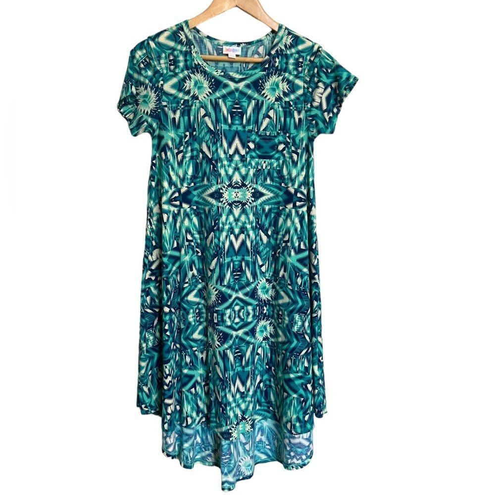 LuLaRoe Blue Aztec Print Carly Dress Size XXS